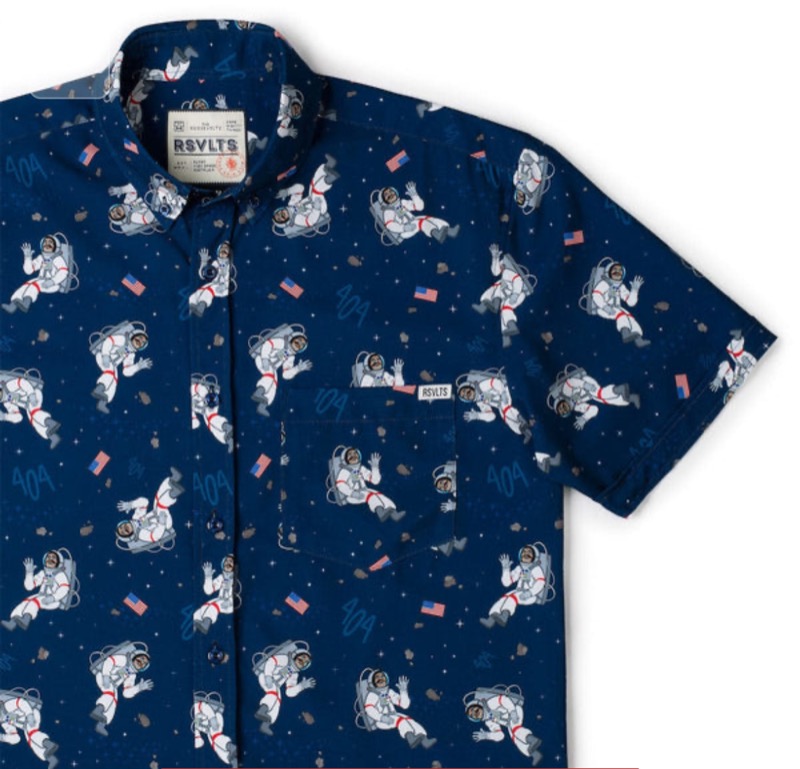 RSVLTS Teddy 404 KUNUFLEX Short Sleeve Shirt in Blue — front view