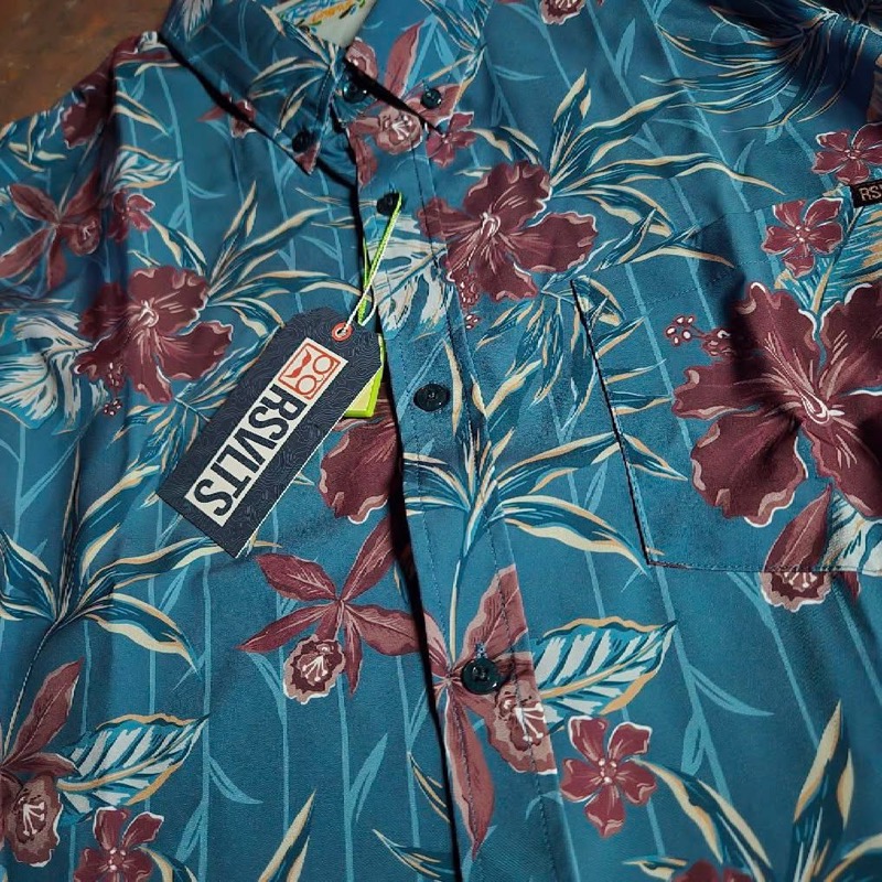 RSVLTS Floral City MCO exclusive colorway KUNUFLEX Short Sleeve Shirt in Blue — front view