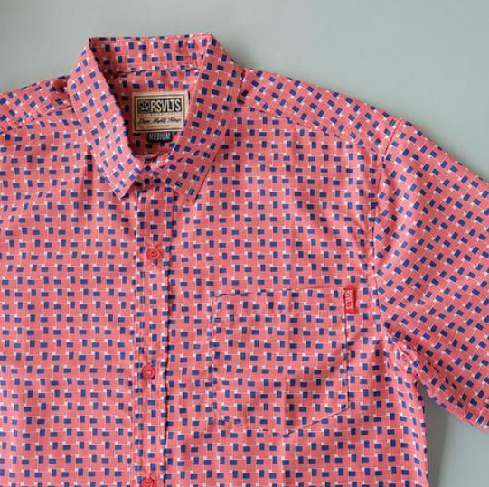 RSVLTS American Weave KUNUFLEX Short Sleeve Shirt in Red — front view