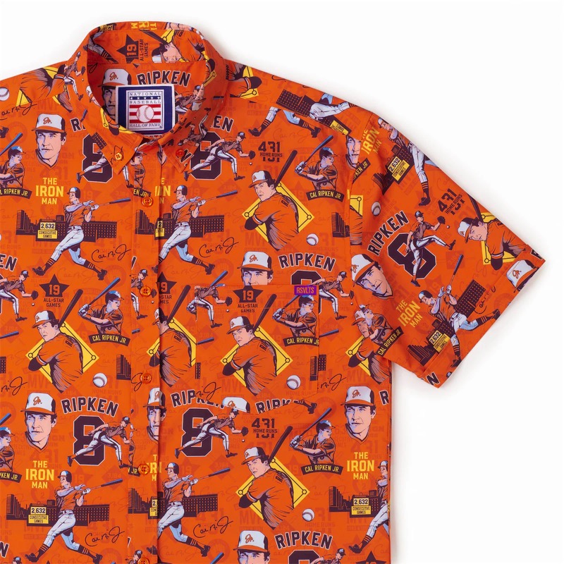 RSVLTS The Iron Man KUNUFLEX Short Sleeve Shirt in Orange — front view