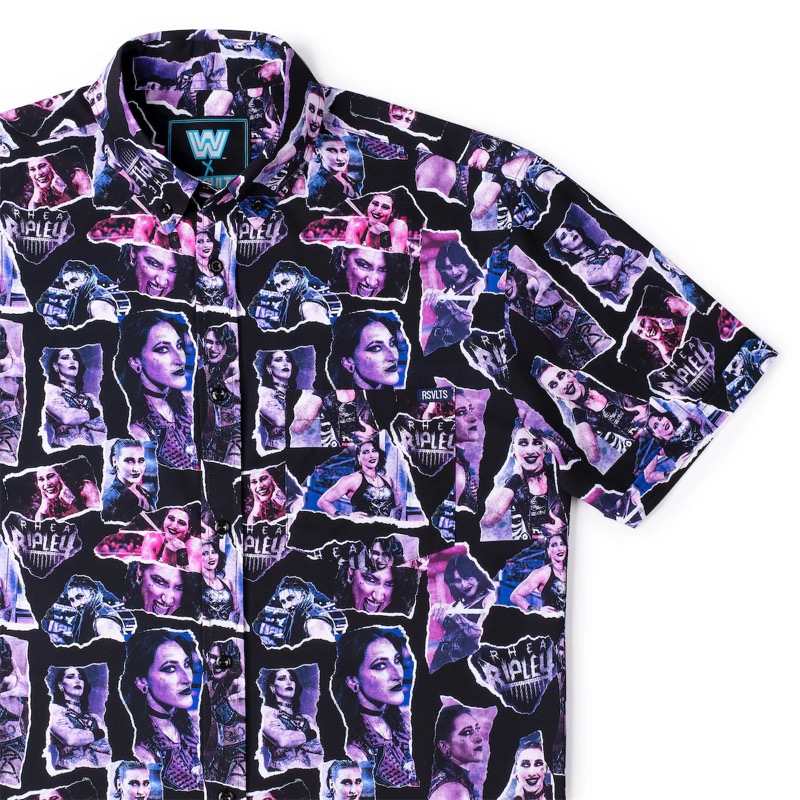 RSVLTS Monday Night Mami KUNUFLEX Short Sleeve Shirt in Black — front view