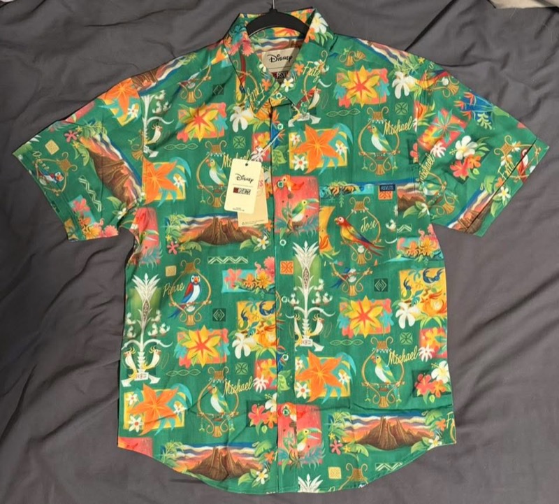 RSVLTS The Enchanted Tiki Room KUNUFLEX Short Sleeve Shirt in Green — front view