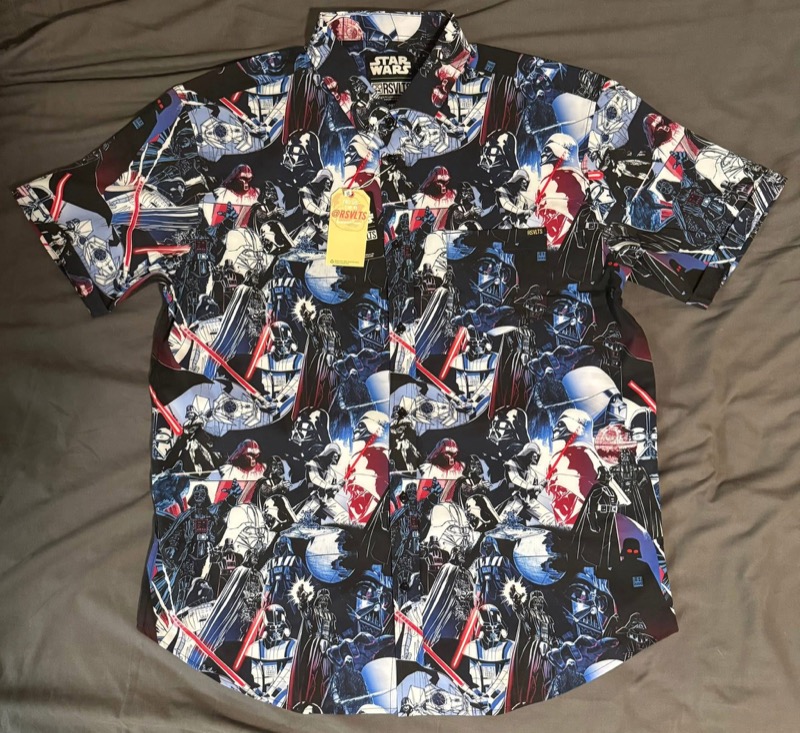 RSVLTS Darth Vader KUNUFLEX Short Sleeve Shirt in Black — front view
