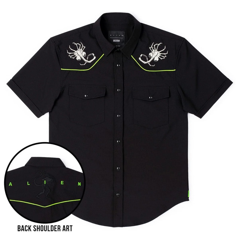 RSVLTS Free Hugs Roper Short Sleeve Shirt in Black — front view
