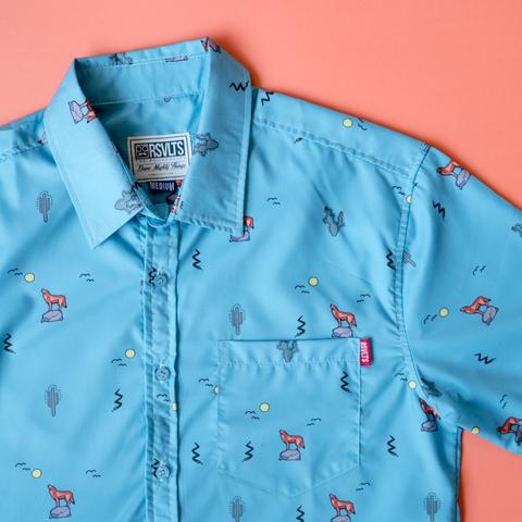 RSVLTS Mojave KUNUFLEX Short Sleeve Shirt in Blue — front view