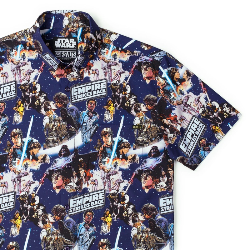 RSVLTS Empire Sheets KUNUFLEX Short Sleeve Shirt in Blue — front view