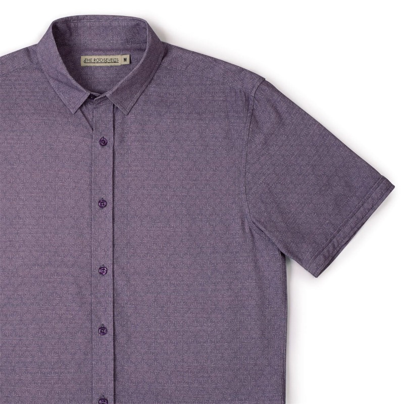 RSVLTS Violet Vacay (Bamboo) KUNUFLEX Short Sleeve Shirt in Purple — front view
