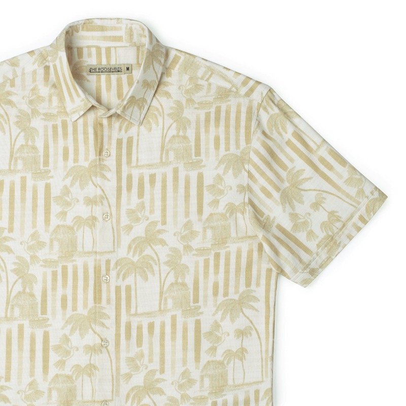 RSVLTS Bula (Gold) (Bamboo) KUNUFLEX Short Sleeve Shirt in White — front view