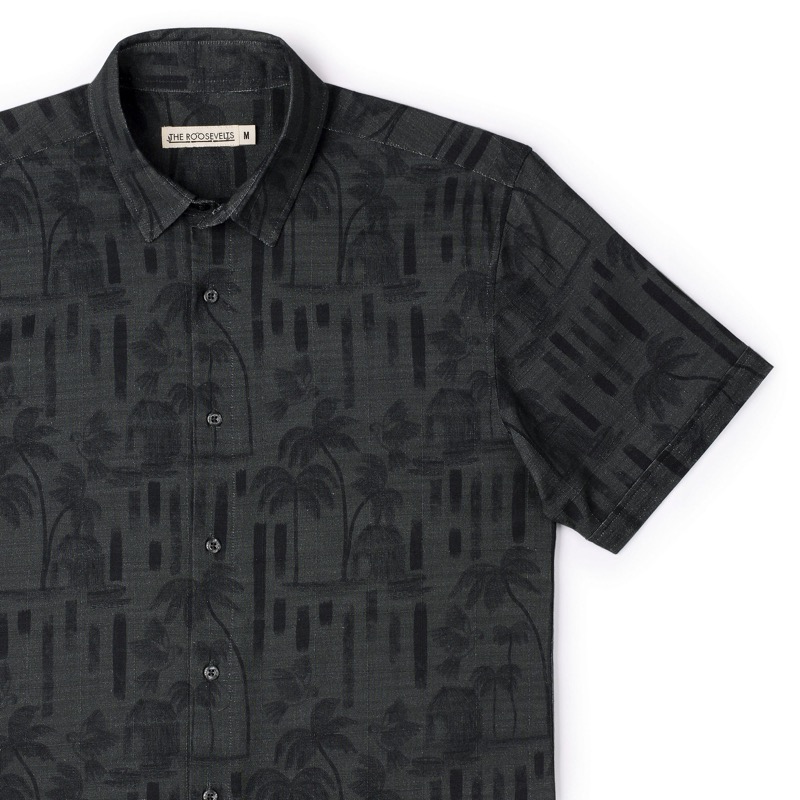 RSVLTS Bula (After Dark) (Bamboo) KUNUFLEX Short Sleeve Shirt in Black — front view