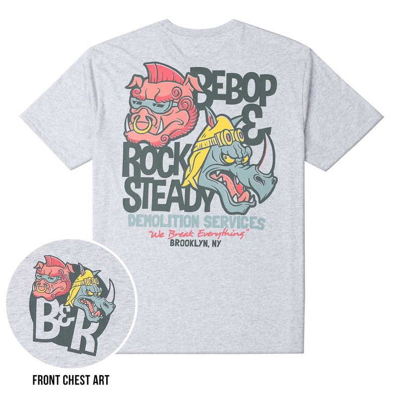 RSVLTS B&R Demolition Crewneck Tee in Gray — front view