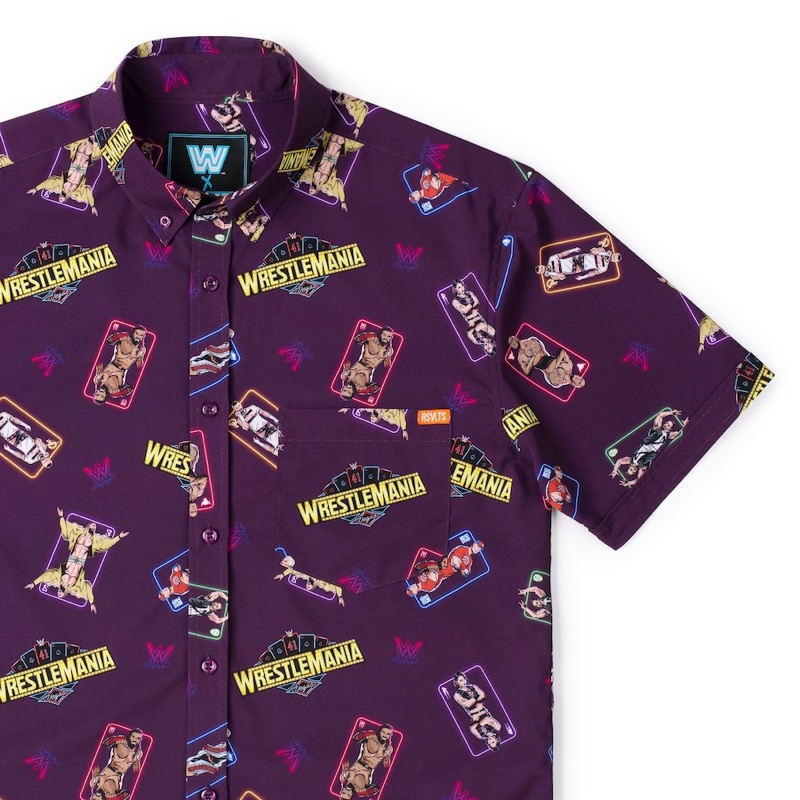 RSVLTS Wrestlemania 41 KUNUFLEX Short Sleeve Shirt in Purple — front view