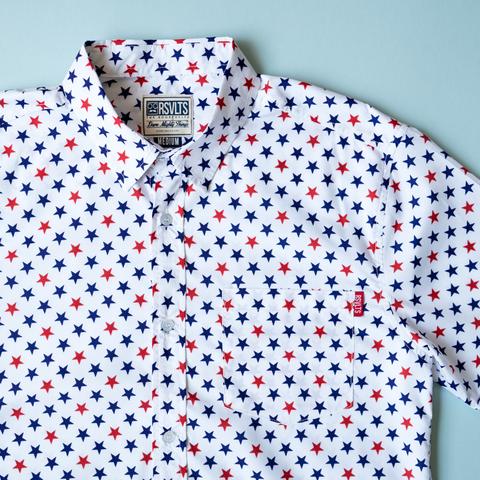 RSVLTS Betsy KUNUFLEX Short Sleeve Shirt in White — front view