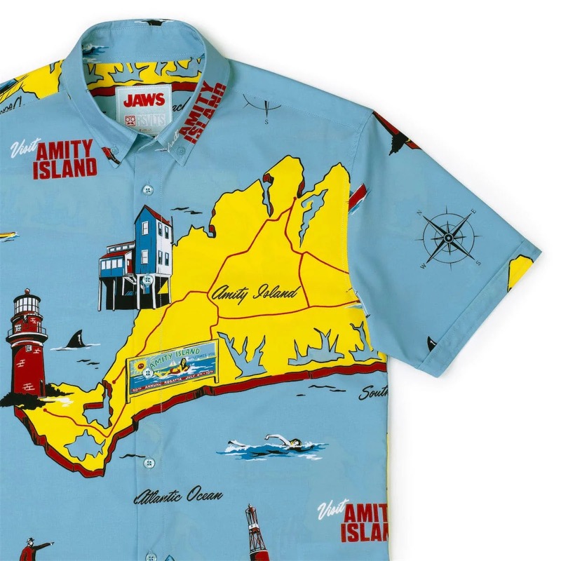 RSVLTS Mapped Out Mayhem KUNUFLEX Short Sleeve Shirt in Blue — front view