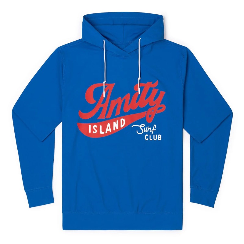 RSVLTS Amity Island Surf Club Performance Hoodie in Blue — front view
