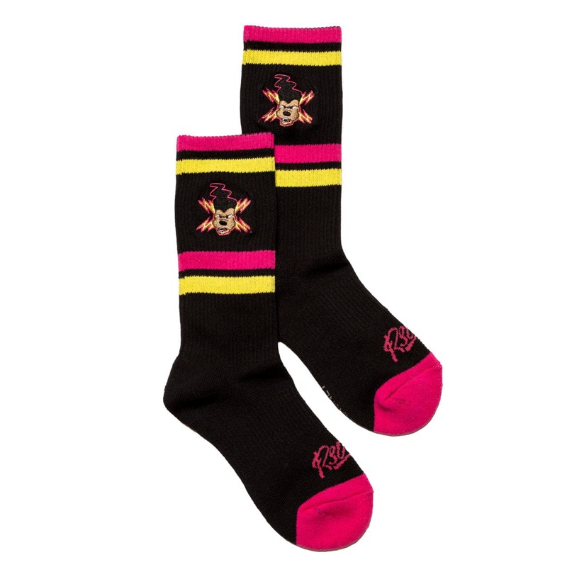 RSVLTS Star Power Crew Socks in Black — front view