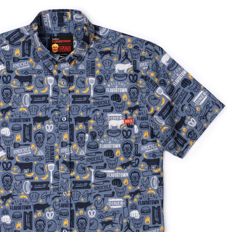 RSVLTS Mayor of Flavortown KUNUFLEX Short Sleeve Shirt in Gray — front view