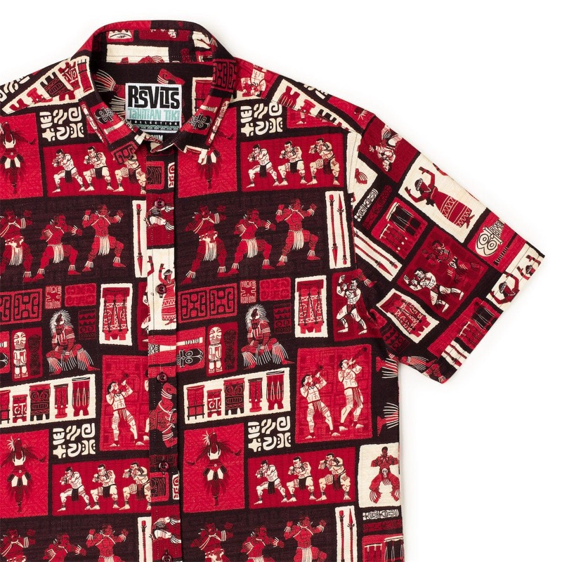RSVLTS The Spirit of Polynesia (Bamboo) KUNUFLEX Short Sleeve Shirt in Red — front view