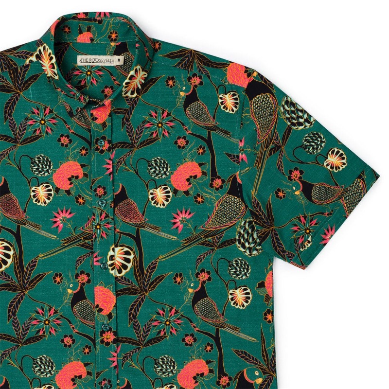 RSVLTS Songbirds (Bamboo) KUNUFLEX Short Sleeve Shirt — front view