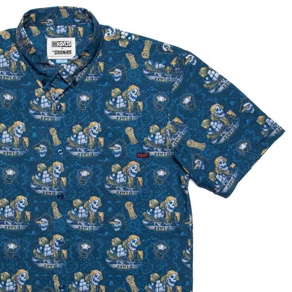 RSVLTS Never Say Die KUNUFLEX Short Sleeve Shirt in Blue — front view