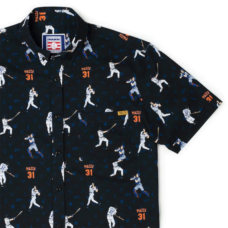 RSVLTS The Pizza Man KUNUFLEX Short Sleeve Shirt in Blue — front view