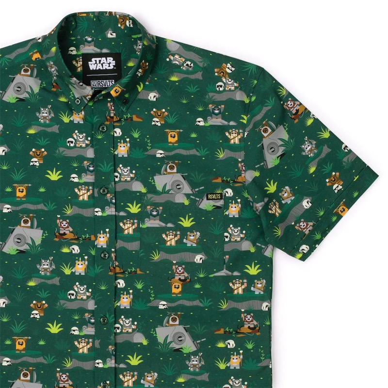 RSVLTS Yub Nub Club KUNUFLEX Short Sleeve Shirt in Green — front view