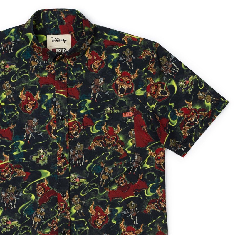 RSVLTS Horned Horror KUNUFLEX Short Sleeve Shirt in Black — front view