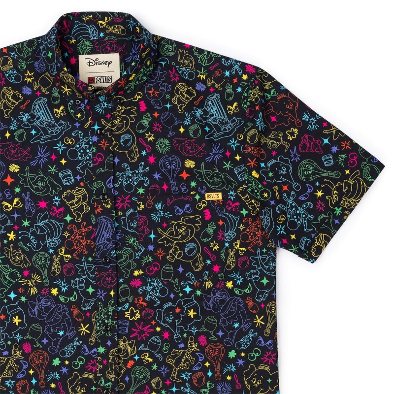 RSVLTS Beware! Beware! Beware! KUNUFLEX Short Sleeve Shirt in Black — front view