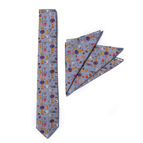 RSVLTS Man In The Arena tie & pocket square set Tie & Pocket Square in Blue — front view