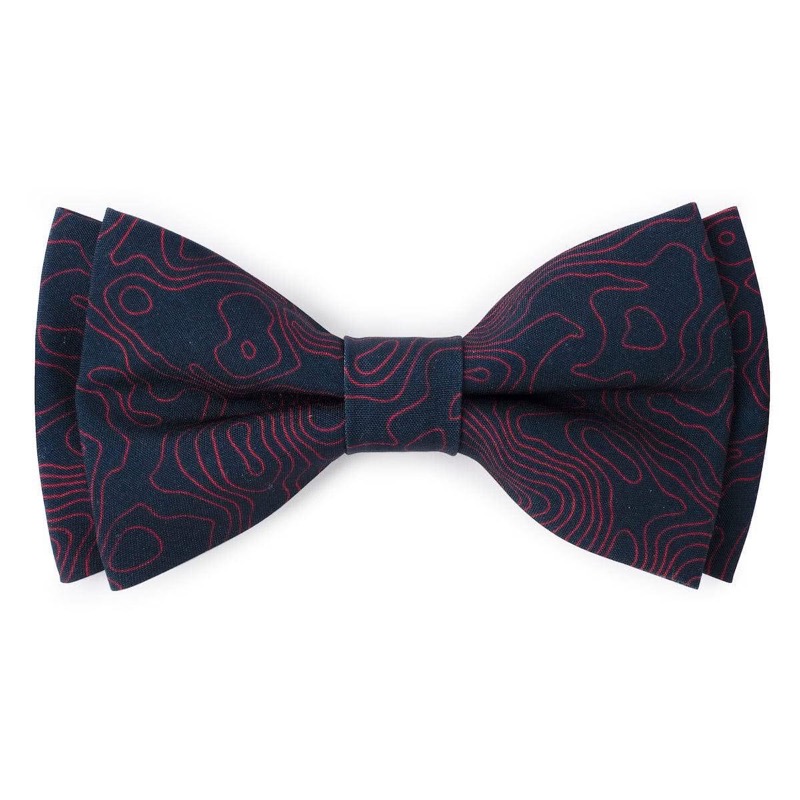 RSVLTS Topo (Red/Navy) bow tie Tie & Pocket Square — front view