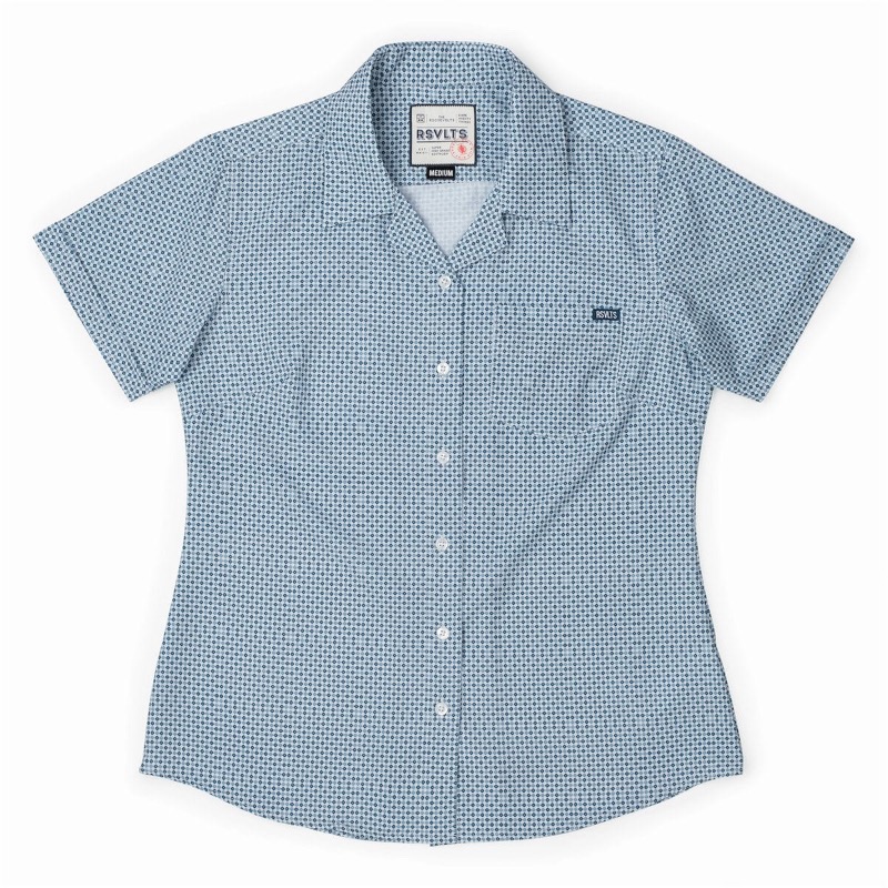 RSVLTS The Royal women’s cut Women's KUNUFLEX Short Sleeve Shirt in Blue — front view