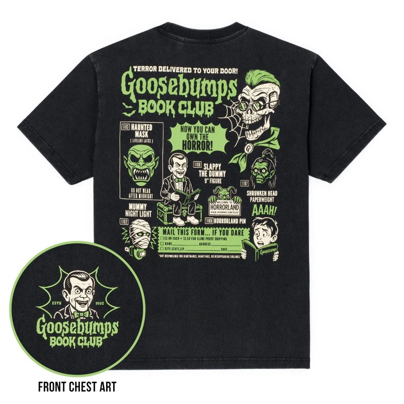 RSVLTS Goosebumps Book Club Crewneck Tee — front view