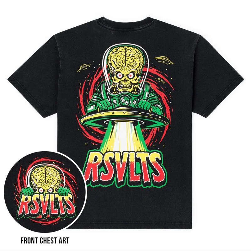 RSVLTS Death Stare Crewneck Tee in Black — front view