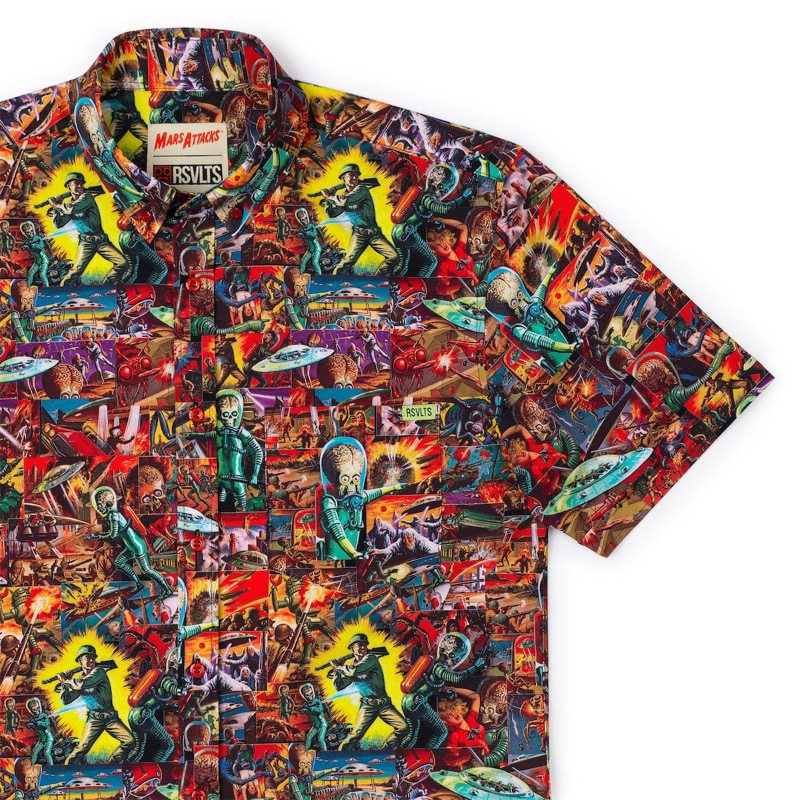 RSVLTS The Invasion Begins KUNUFLEX Short Sleeve Shirt in Multicolor — front view