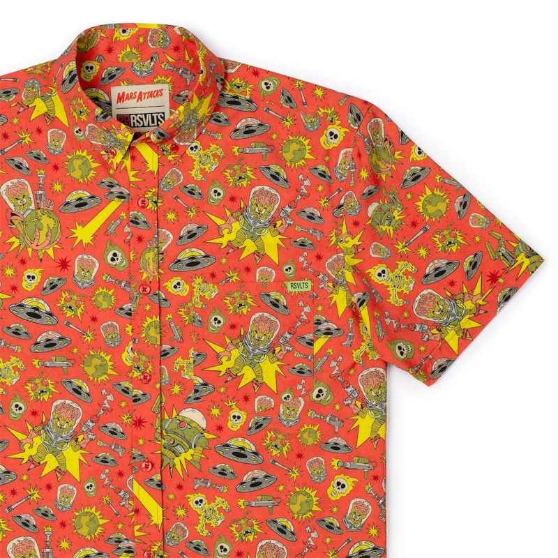 RSVLTS UF-Oh No! KUNUFLEX Short Sleeve Shirt in Orange — front view