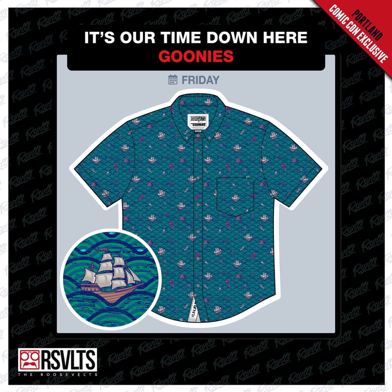 RSVLTS It’s Our Time Down Here KUNUFLEX Short Sleeve Shirt in Blue — front view