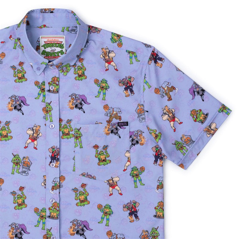 RSVLTS Out of Their Gourds KUNUFLEX Short Sleeve Shirt in Purple — front view