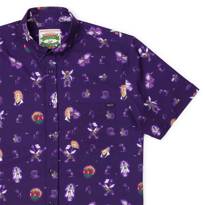 RSVLTS Pretty Fly for a Bad Guy KUNUFLEX Short Sleeve Shirt in Purple — front view