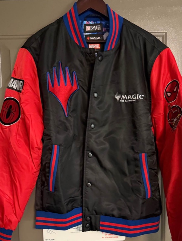 RSVLTS Magic x Spider-Man Coach Jacket in Black — front view