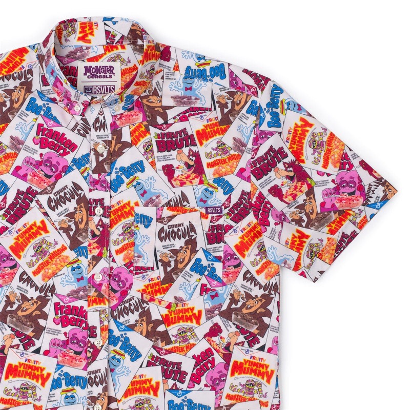 RSVLTS Scary Spoonfuls KUNUFLEX Short Sleeve Shirt in White — front view