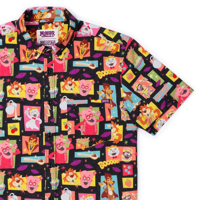 RSVLTS Part of a Spooky Breakfast KUNUFLEX Short Sleeve Shirt in Black — front view
