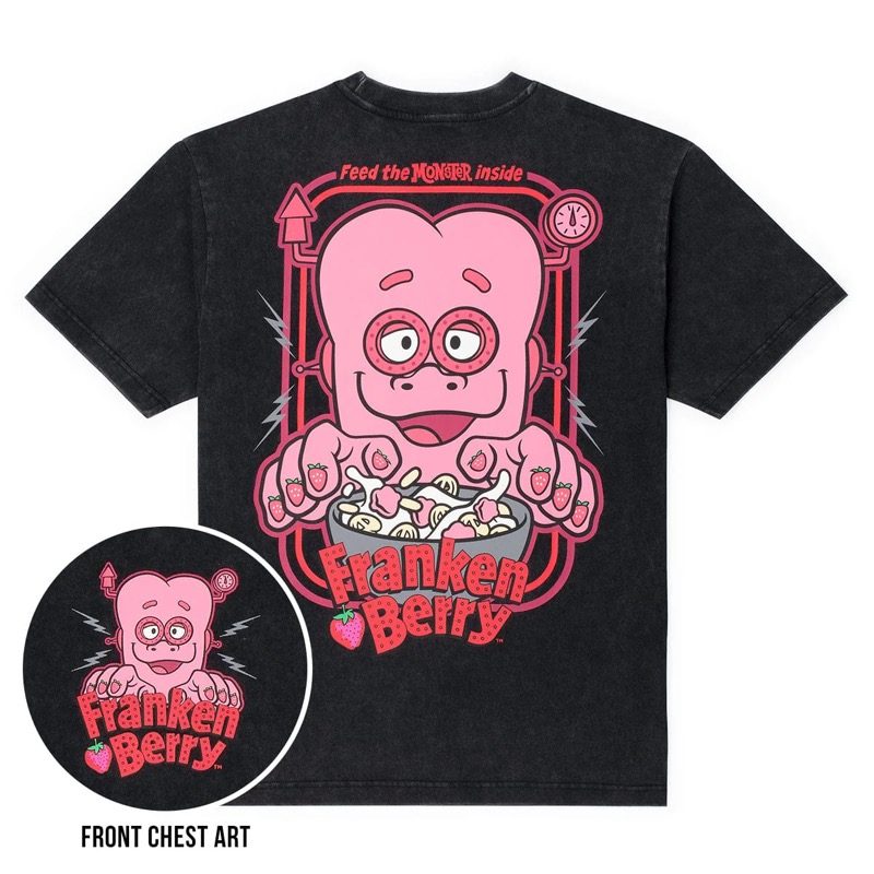 RSVLTS Franken Berry Crewneck Tee in Black — front view