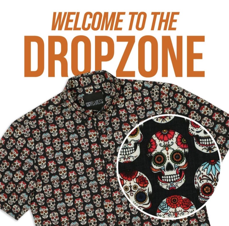 RSVLTS Sugar Skulls KUNUFLEX Short Sleeve Shirt in Black — front view