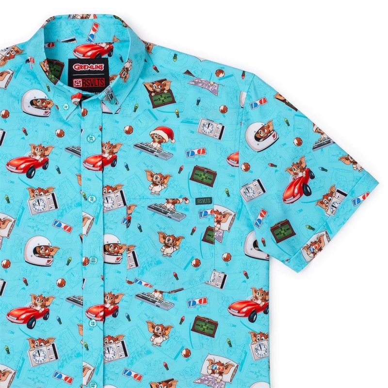 RSVLTS Gizmo’s Gadgets KUNUFLEX Short Sleeve Shirt in Blue — front view