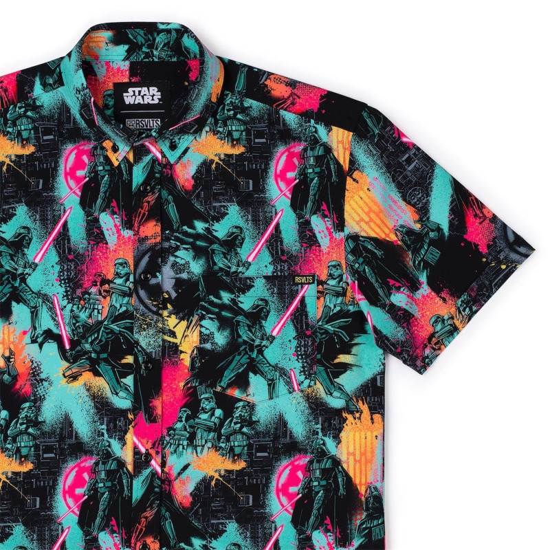 RSVLTS Dark Side Rising KUNUFLEX Short Sleeve Shirt in Black — front view