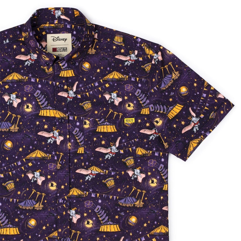 RSVLTS Dumbo Soars! KUNUFLEX Short Sleeve Shirt in Purple — front view