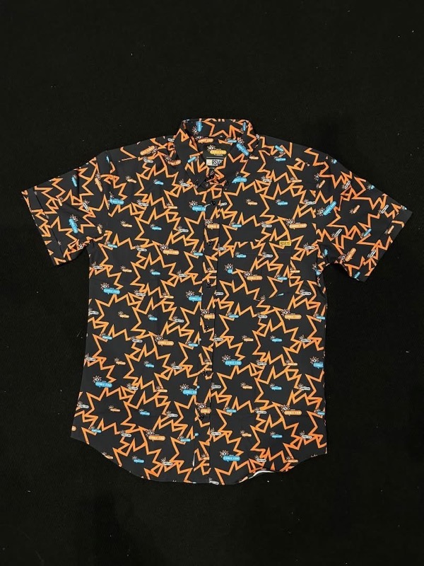RSVLTS MCM London 2025 KUNUFLEX Short Sleeve Shirt in Black — front view