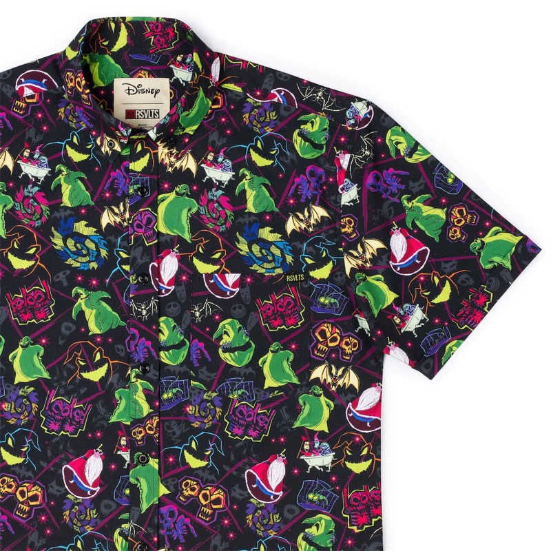 RSVLTS Oogie Boogie Always Wins KUNUFLEX Short Sleeve Shirt in Black — front view
