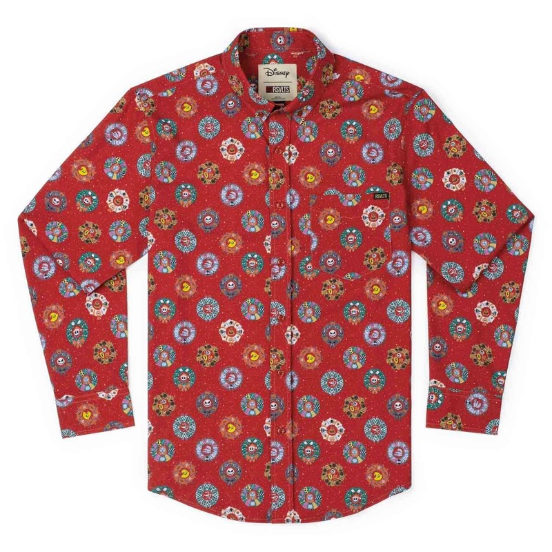 RSVLTS Wreathing Havoc Long Sleeve Shirt in Red — front view