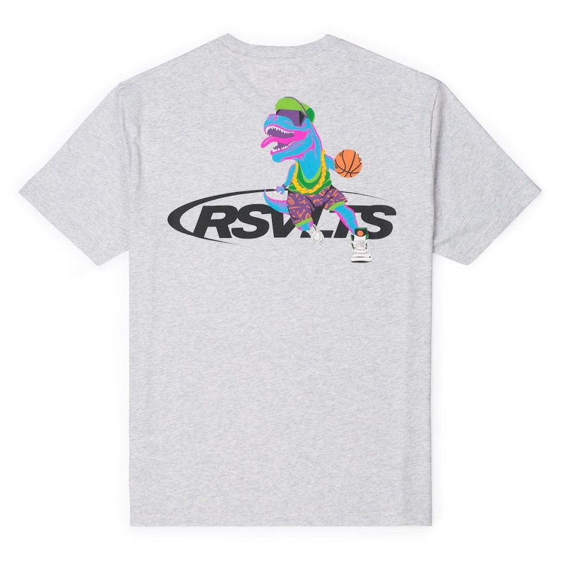 RSVLTS Dino Dunk Crewneck Tee in Gray — front view
