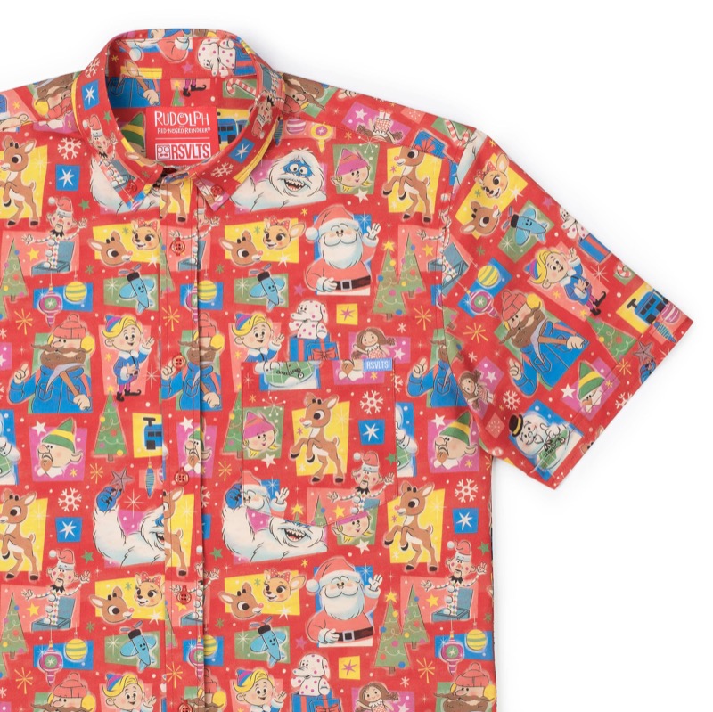 RSVLTS Christmas ’64 KUNUFLEX Short Sleeve Shirt in Red — front view